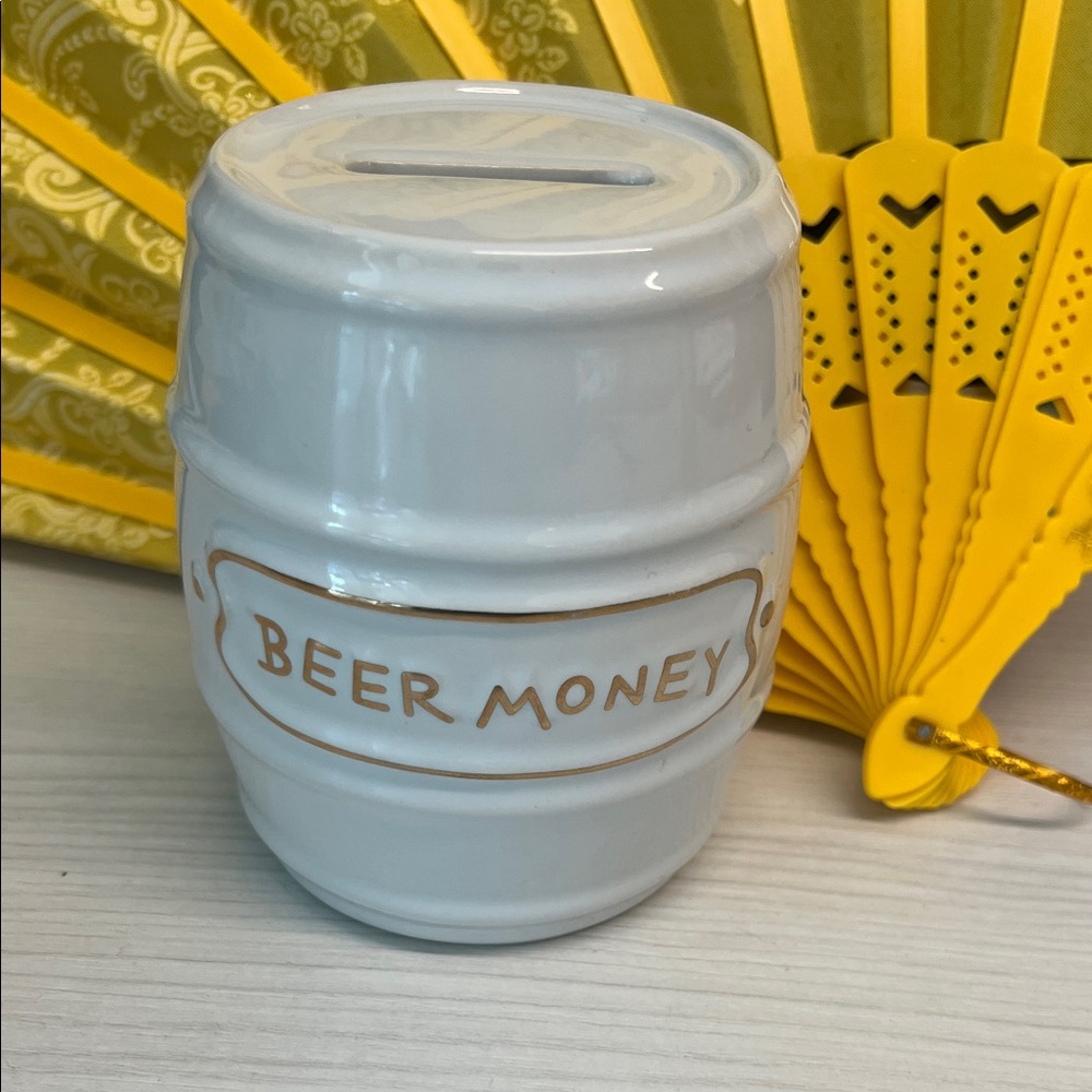 White Ceramic Beer Money Bank